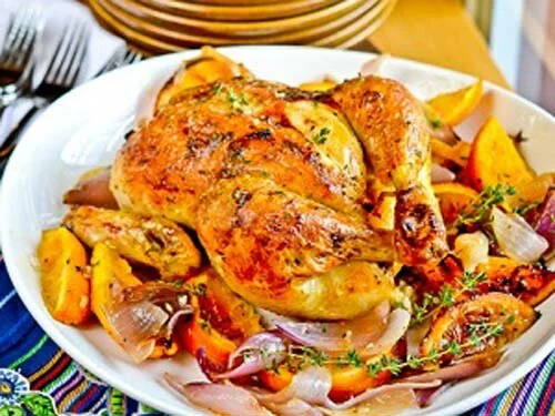 Курица с апельсинами в духовке